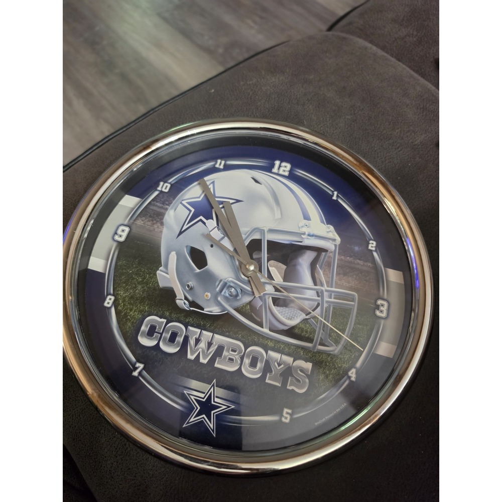Wincraft NFL DALLAS COWBOYS 12" Round‎ Chrome Wall Clock